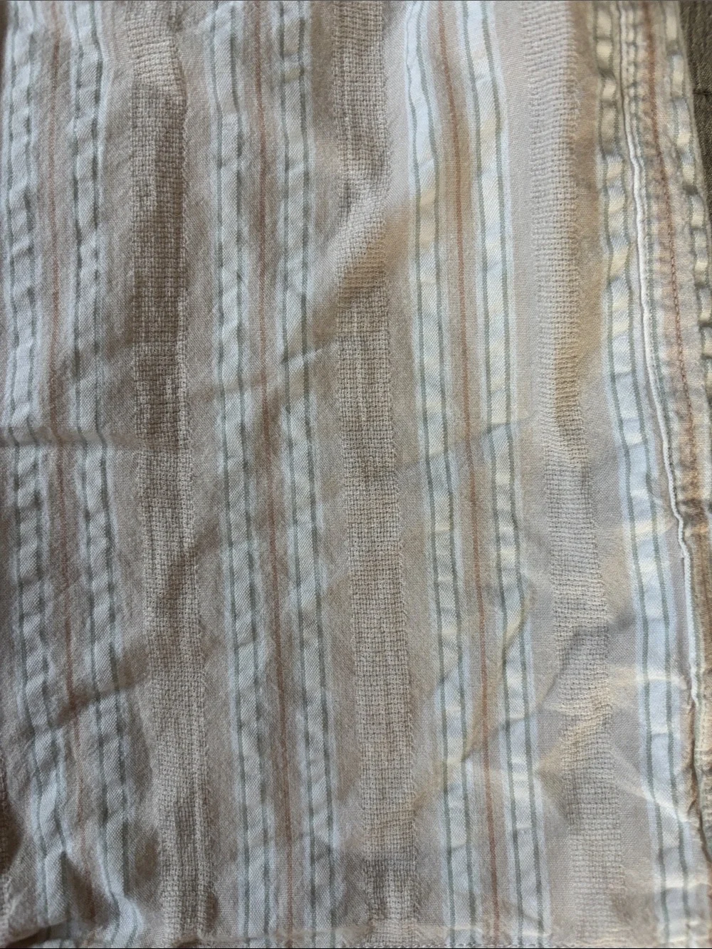 GAP boys Beige and White Striped Short-Sleeve Button-Down Shirt